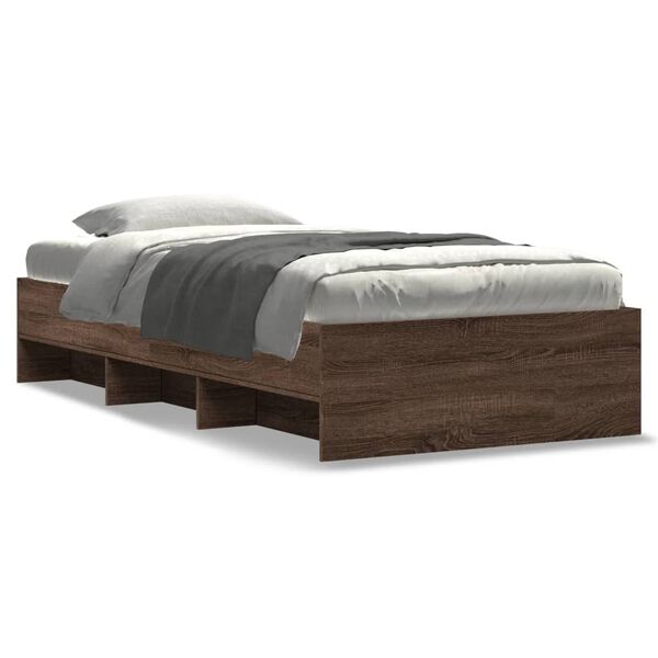 vidaXL Estructura de cama sin colch&oacute;n madera marr&oacute;n roble 90x200 cm