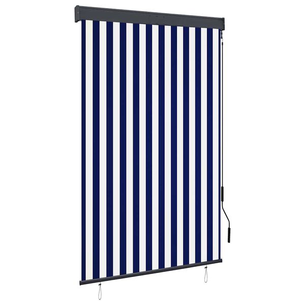 vidaXL Estor enrollable de exterior azul y blanco 120x250 cm
