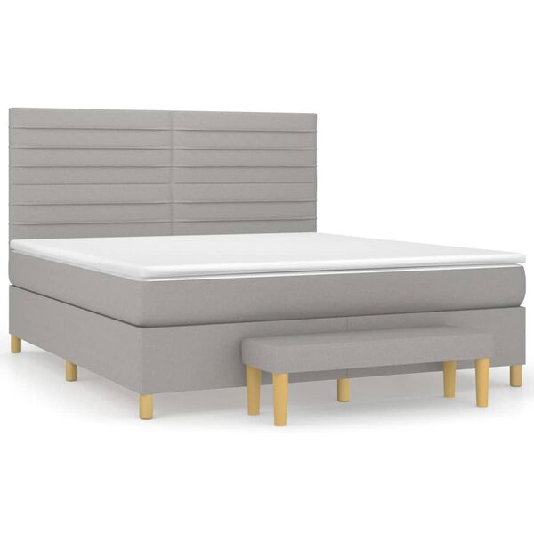 vidaXL Cama box spring con colch&oacute;n tela gris claro 180x200 cm