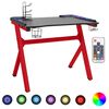 vidaXL Escritorio gaming con luz LED forma Y negro y rojo 110x60x75 cm