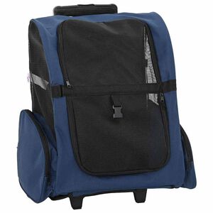 vidaXL Carrito para mascotas 3 en 1, dise&ntilde;o azul, 48 x 32 x (57-106) cm, tela Oxford