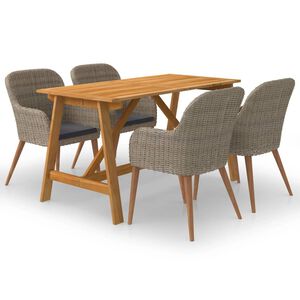 vidaXL Juego de comedor para jard&iacute;n 5 piezas marr&oacute;n