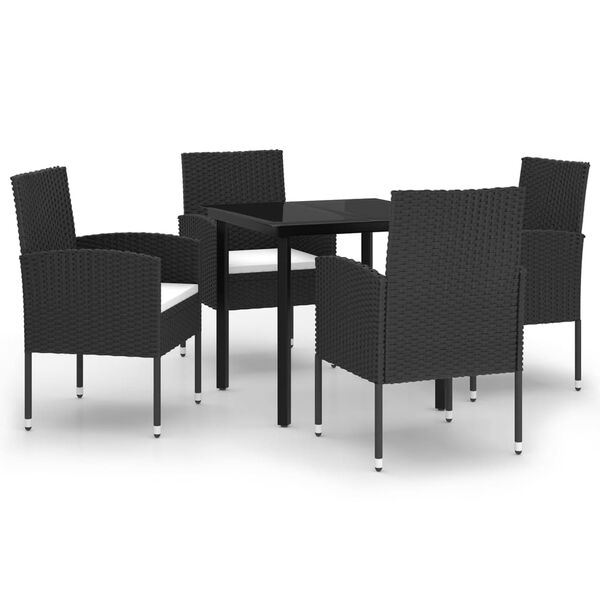 vidaXL Juego de comedor para jard&iacute;n 5 piezas negro