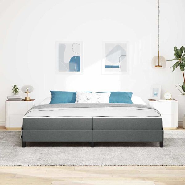 vidaXL Cama tipo Box Spring con colch&oacute;n Gris oscuro 200 x 200 cm tela