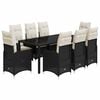 vidaXL Set de mesa y sillas de jard&iacute;n 9 pzas y cojines rat&aacute;n PE negro