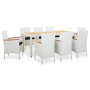 vidaXL Conjunto de comedor de jard&iacute;n 9 piezas rat&aacute;n sint&eacute;tico blanco
