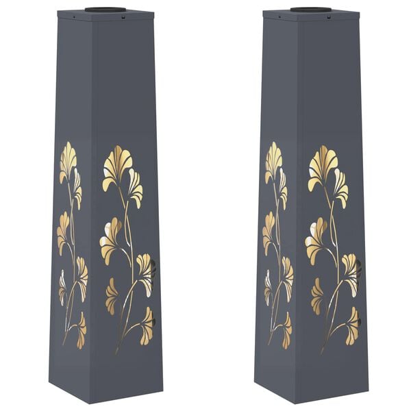 vidaXL Luz de camino LED solar 2 pcs Antracita Acero laminado en fr&iacute;o