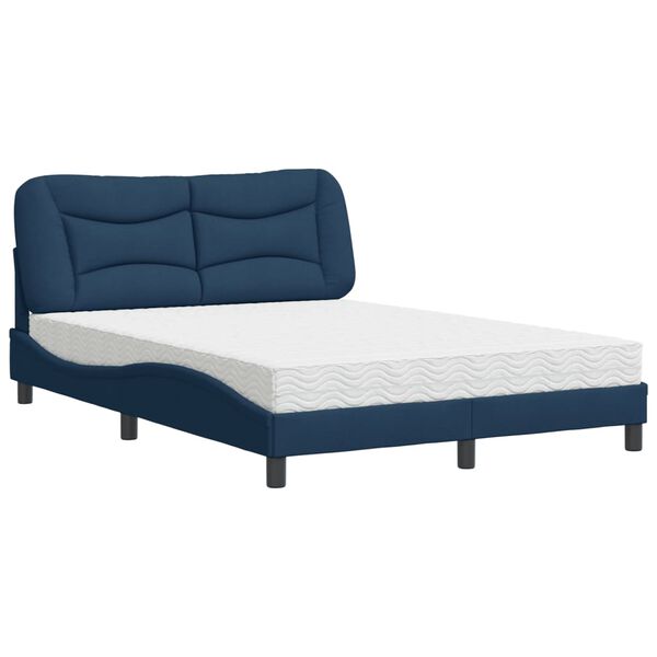 vidaXL Cama con colch&oacute;n Hvar tela azul 140x190 cm