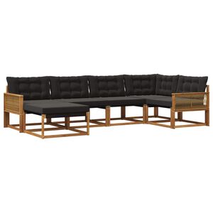 vidaXL Conjunto de sof&aacute;s de exterior 6 uds. Natural y negro