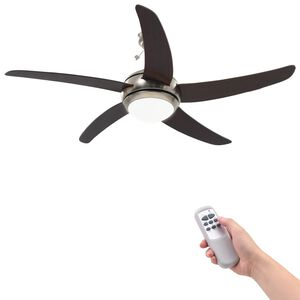 vidaXL Ventilador de techo adornado con l&aacute;mpara 128 cm marr&oacute;n