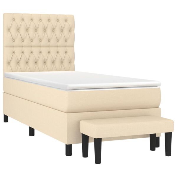 vidaXL Cama box spring con colch&oacute;n tela color crema 100x200 cm