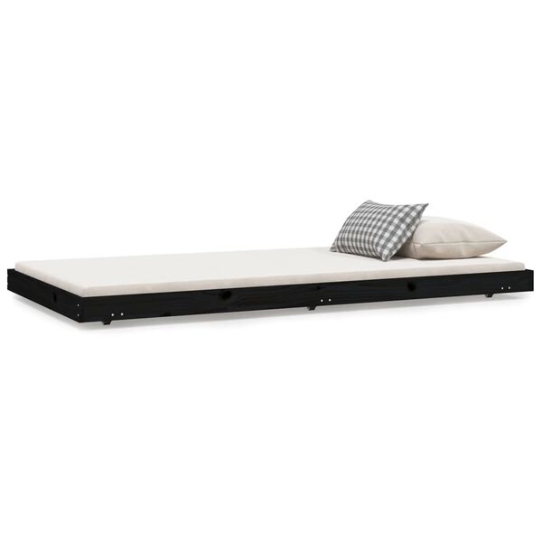 vidaXL Estructura de cama madera maciza de pino negro 100x200 cm