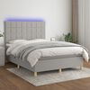 vidaXL Cama box spring colch&oacute;n y luces LED tela gris claro 140x190 cm