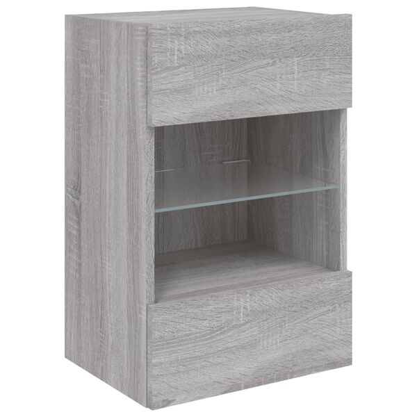 vidaXL Mueble de TV de pared con luces LED gris Sonoma 40x30x60,5 cm