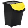 vidaXL Cubos de basura apilables con tapa 3 uds PP negro 120 L