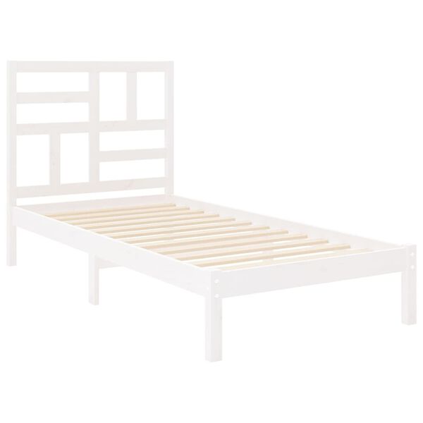 vidaXL Estructura de cama sin colch&oacute;n madera maciza blanco 90x200 cm