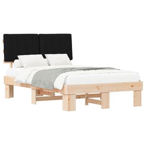 vidaXL Estructura de Cama con Cabecera Tapizada Negro 120 x 190 cm