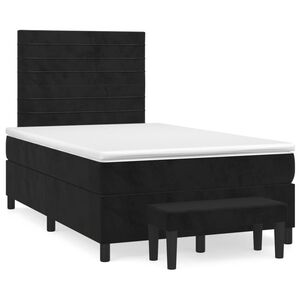 vidaXL Cama box spring con colch&oacute;n terciopelo negro 120x200 cm