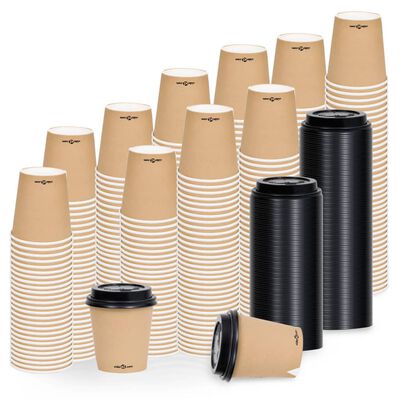 vidaXL Vasos de papel de café con tapa 200 ml 1000 uds marrón