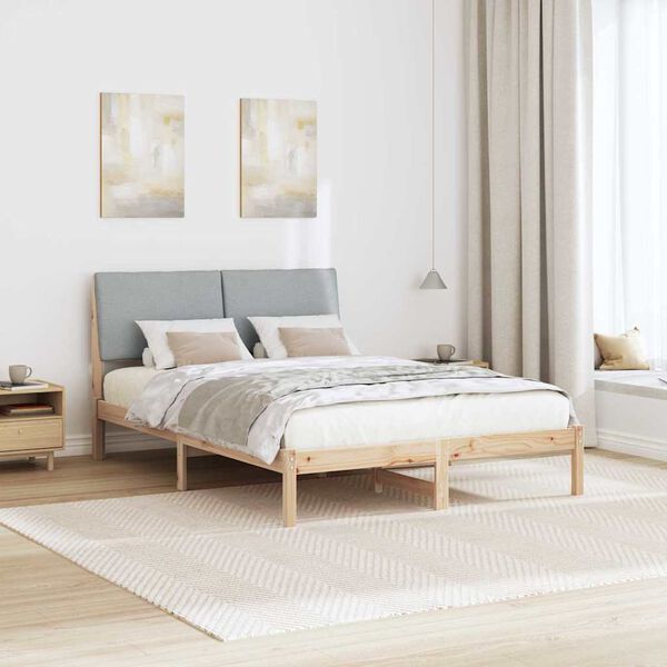 vidaXL Estructura de cama Marrón y gris claro 140 x 190 cm