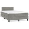 vidaXL Cama box spring colch&oacute;n y LED terciopelo gris claro 120x190 cm