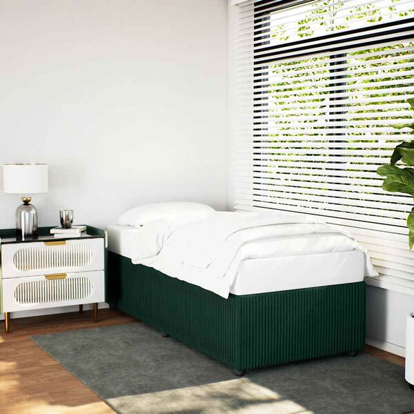 vidaXL Estructura cama sin colch&oacute;n terciopelo verde oscuro 100x200 cm