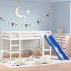 vidaXL Cama alta de ni&ntilde;os con escalera madera maciza blanca 80x200 cm