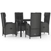 vidaXL Set de muebles jard&iacute;n 5 pzas con cojines rat&aacute;n sint&eacute;tico negro