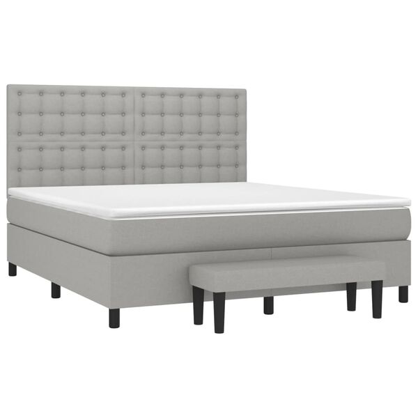 vidaXL Cama box spring con colch&oacute;n tela gris claro 180x200 cm