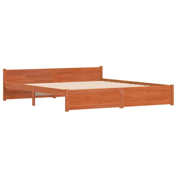 vidaXL Estructura de cama Marr&oacute;n cera 205.5 x 95.5 x 51 cm