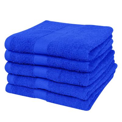 5 Toallas de algodón de color azul elegante, 70 x 140 cm, 500gr/m²