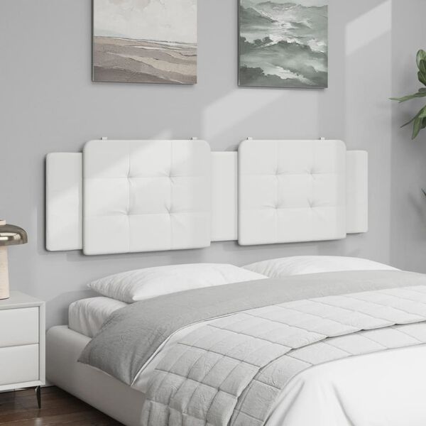 vidaXL Cabecero de cama acolchado Zadar cuero sintético blanco 183 cm