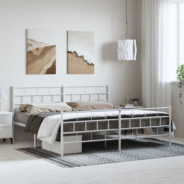 vidaXL Estructura cama sin colch&oacute;n con estribo metal blanco 183x213 cm