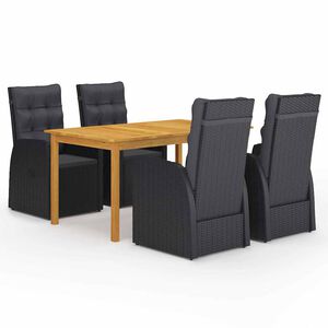 vidaXL Juego de comedor para jard&iacute;n 5 piezas negro