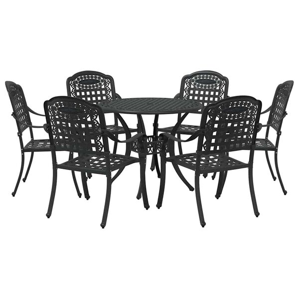 vidaXL Conjunto de Comedor de Jard&iacute;n 7 pcs Negro Aluminio
