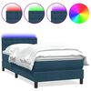 vidaXL Cama box spring con colch&oacute;n y LED terciopelo azul oscuro 80x220 cm