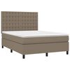 vidaXL Cama box spring colch&oacute;n y luces LED tela gris taupe 140x200 cm