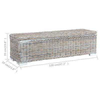 vidaXL Caja almacenaje ratán kubu y madera maciza mango blanco 120 cm