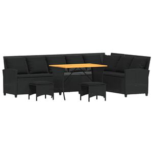 vidaXL Set de sof&aacute;s de jard&iacute;n en forma de L con cojines 4 pzas negro