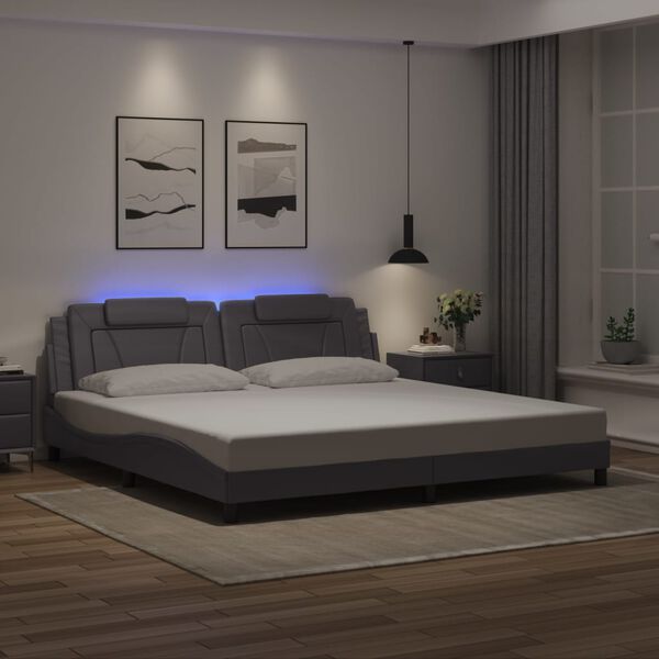 vidaXL Estructura de cama Viana con LED sin colch&oacute;n gris 200x200 cm