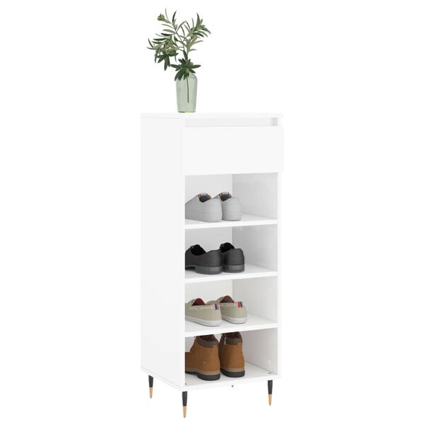 vidaXL Mueble zapatero madera contrachapada blanco brillo 40x36x105 cm