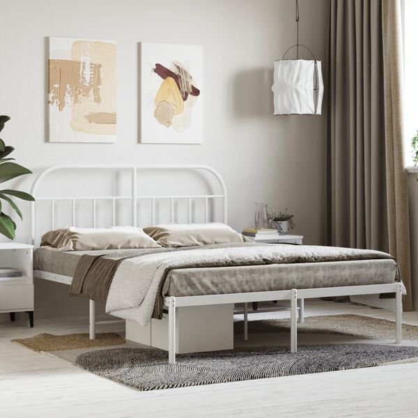 vidaXL Estructura cama sin colch&oacute;n con cabecero metal blanco 140x190cm
