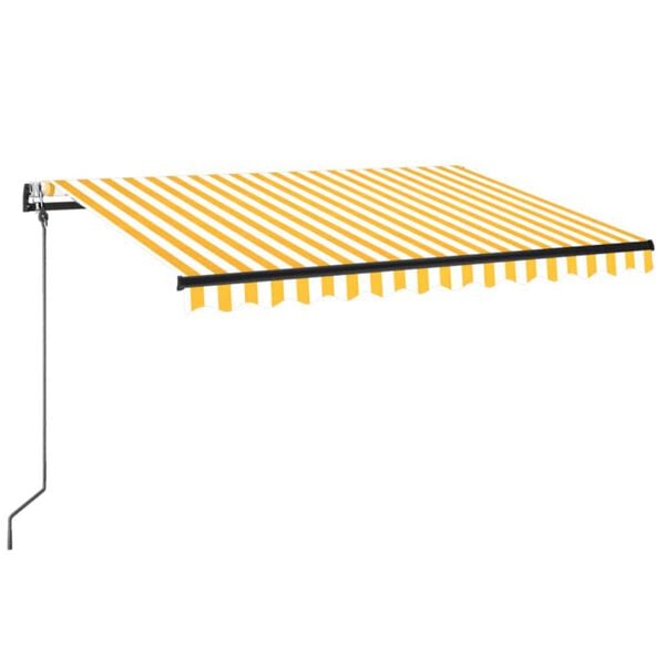 vidaXL Toldo autom&aacute;tico LED sensor de viento amarillo blanco 350x250cm
