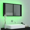 vidaXL Armario espejo de ba&ntilde;o con luz LED acr&iacute;lico negro 80x12x45 cm