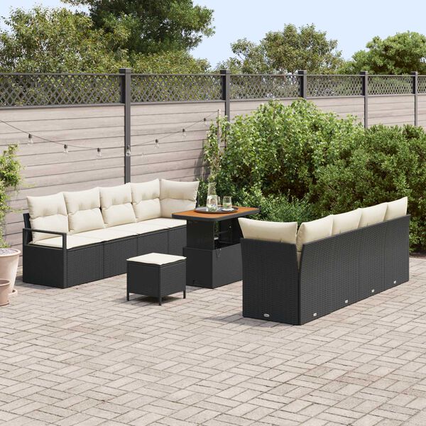vidaXL Conjunto de sof&aacute; de jard&iacute;n Negro y crema 90 x 55 x 71 cm