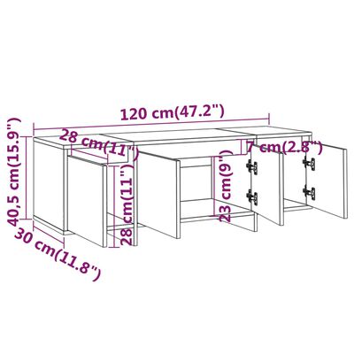 vidaXL Mueble de TV madera contrachapada gris hormigón 120x30x40,5 cm