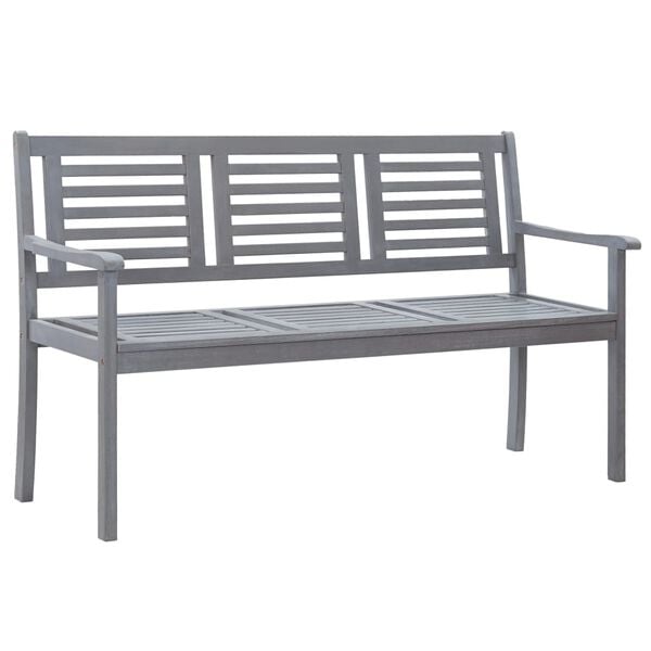 vidaXL Banco de jard&iacute;n 3 plazas madera maciza de eucalipto gris 150 cm