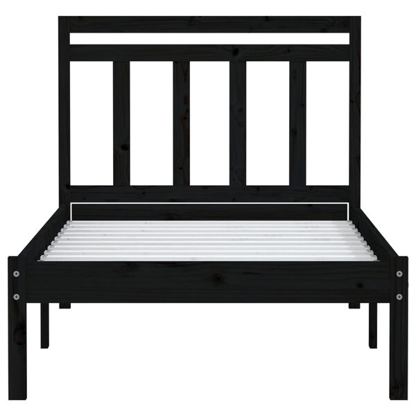 vidaXL Estructura de cama madera maciza de pino negro 100x200 cm