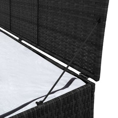 vidaXL Caja de almacenaje de jardín ratán sintético negro 150x50x60 cm
