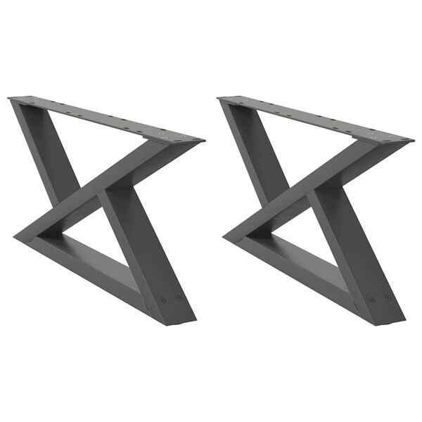 vidaXL Patas para mesa de centro (2 unidades), antracita, 70 x (30-31,3) cm, acero